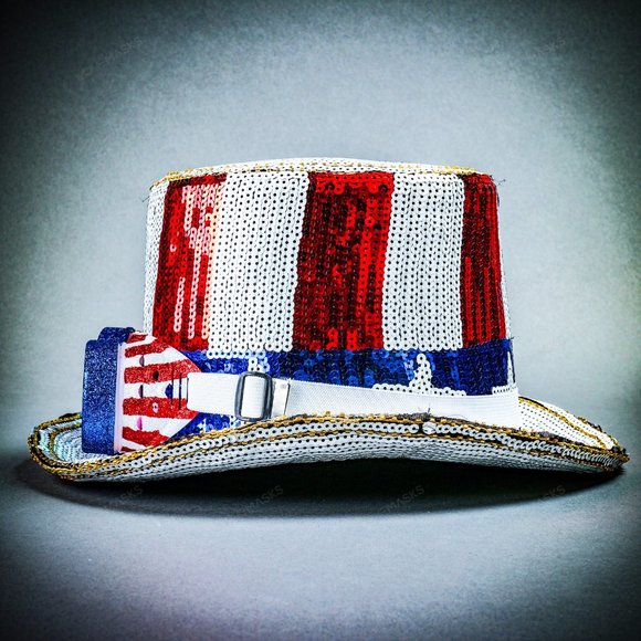 Uncle Sam USA July 4th Costume Top Hat Goggles - Picture 1 of 7